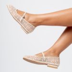 Zapatos Mary Jane - Encaje Merceditas Color Perla